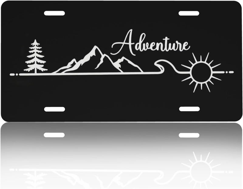 CTVSLFU Front License Plate Cover – Aluminum Metal Car Accessory, Rust-Proof Novelty Vanity Tag Decor for Men & Women, 6x12 with 4 Holes - Adventure Mountain 011 - Image 1